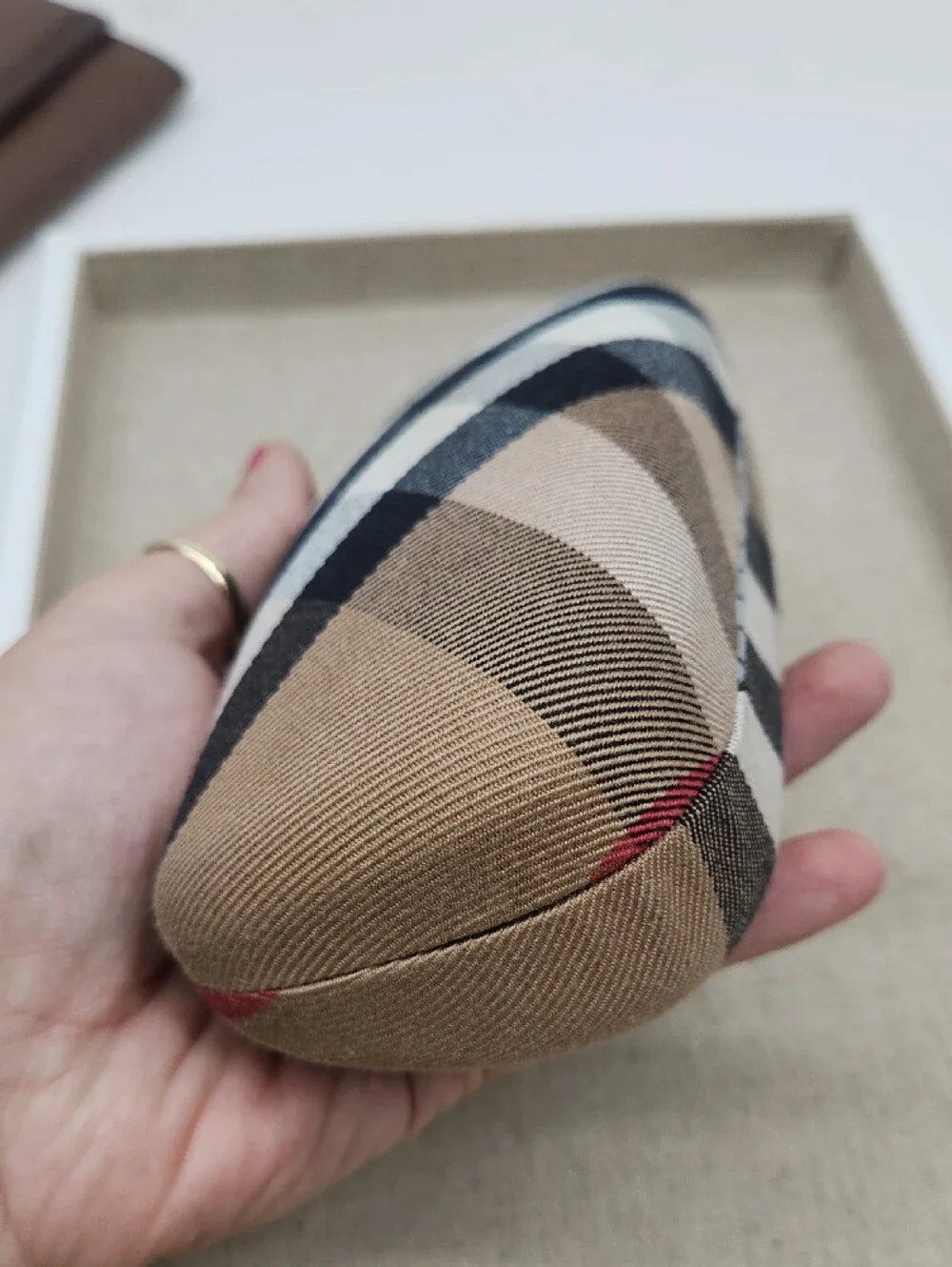 Burberry Black and Beige Plaid Eyewear Case with Branded Cloth